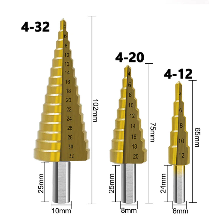 Step Drill Groove Saw Set (6 Pieces)_Juego de sierras ranuradoras con broca escalonada (6 piezas)