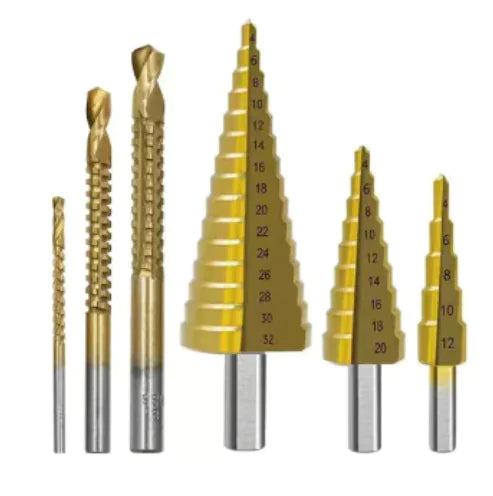 Step Drill Groove Saw Set (6 Pieces)_Juego de sierras ranuradoras con broca escalonada (6 piezas)