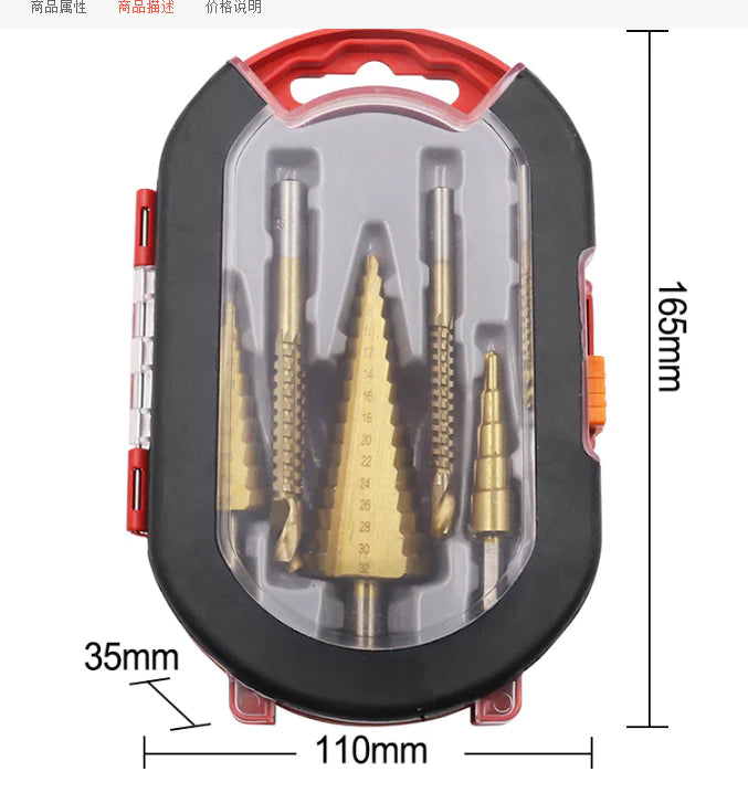Step Drill Groove Saw Set (6 Pieces)_Juego de sierras ranuradoras con broca escalonada (6 piezas)