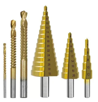 Step Drill Groove Saw Set (6 Pieces)_Juego de sierras ranuradoras con broca escalonada (6 piezas)